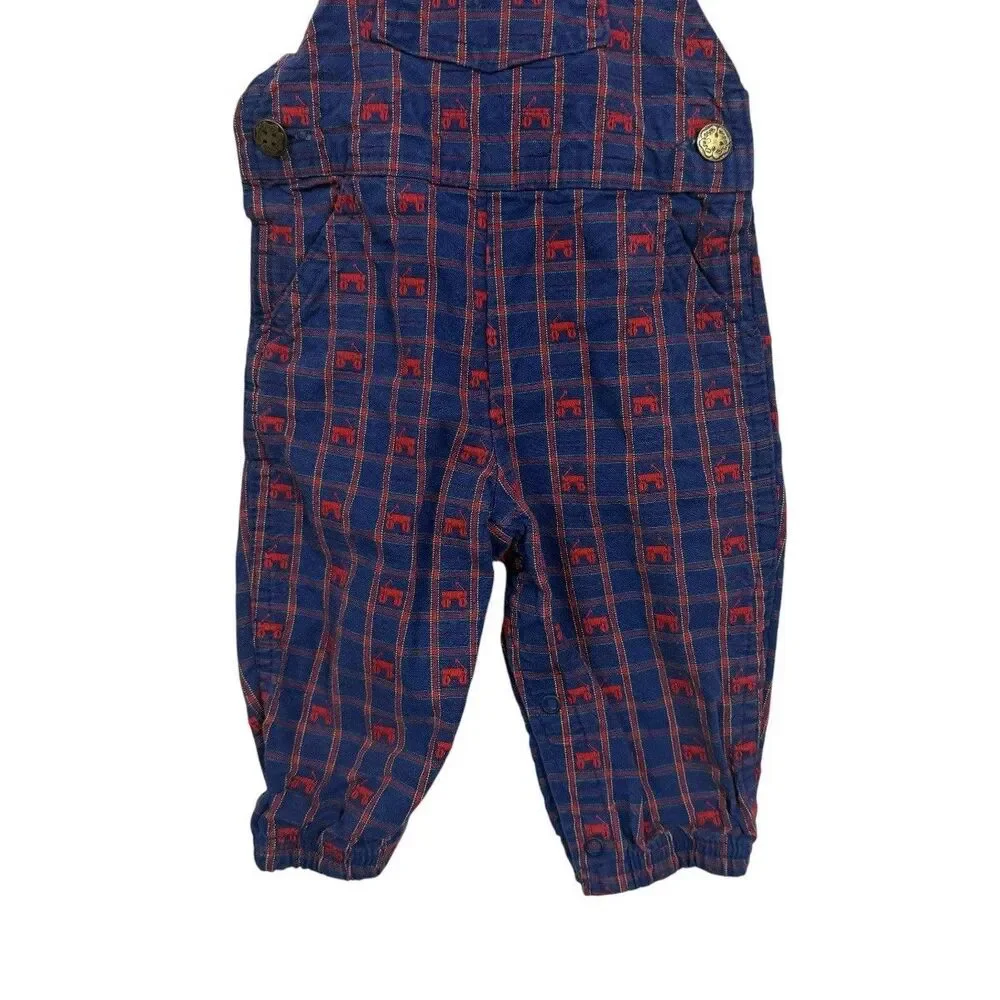 Vintage Osh Kosh Vestbak Baby Sz 12 Months Li’l Red Wagon Overalls Made In USA